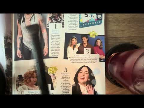 ASMR | Critiquing Celebrity Outfits in a Magazine (Close Whispers, Brushing)