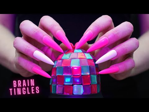 Asmr Mic Scratching - Brain Scratching & Tapping with Rhinestones & Long Nails -No Talking for Sleep