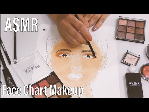 ASMR ささやき声で眠たくなるデッサンメイクアップ｜UR GLAM｜Relaxing Face Chart Makeup Application | Whispered