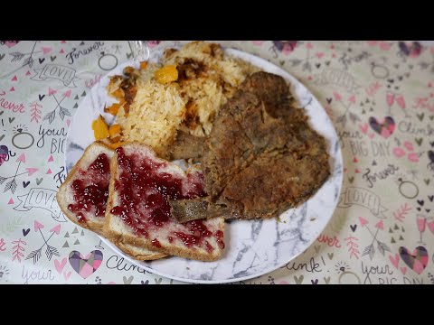 Orange Pepper Baked Rice With Fried Fish ASMR Eating Sounds