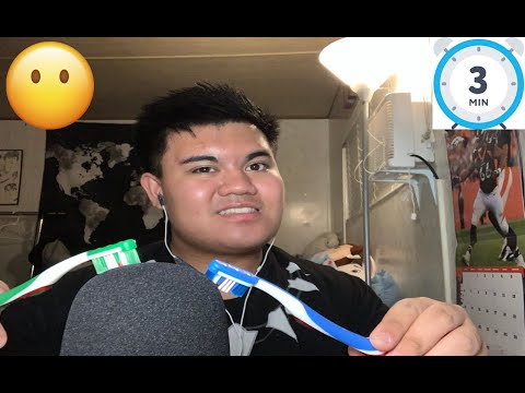 ASMR 3 Minute Mic Brushing with Toothbrushes (No Talking)