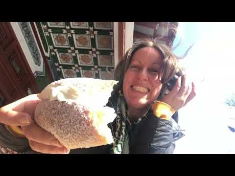 asmr eating coconut Cream Bun in Chinatown Quebec Canada