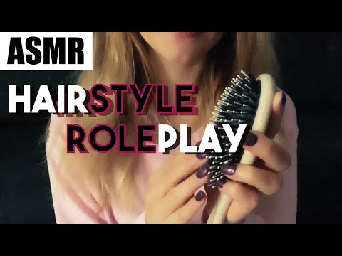 ASMR hair brushing roleplay, hair play, hairstyling, (german)
