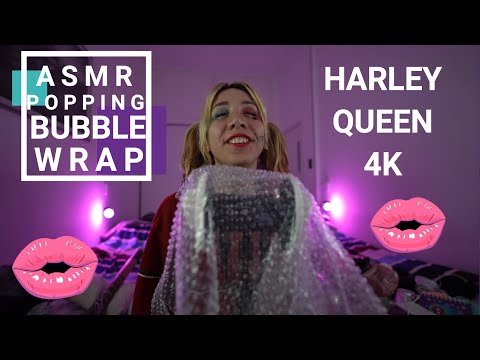 ASMR | HARLEY QUEEN POPPING BUBBLE WRAP | 4K