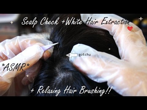 ASMR SCALP CHECK REAL PERSON + WHITE HAIR EXTRACTION USING TWEEZERS + BRUSHING HAIR FOR RELAXATION!!