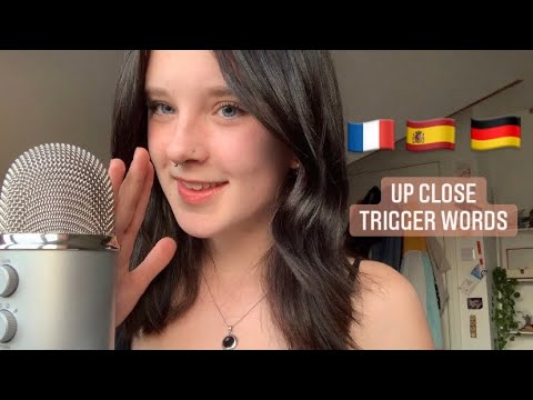 ASMR up-close french, Spanish, German trigger words 🇫🇷🇪🇸🇩🇪