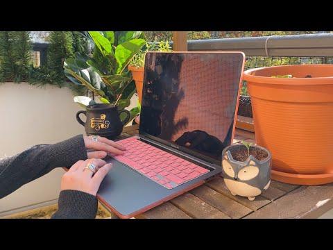 ASMR TYPING ON PINK MACBOOK PRO OUTDOORS (for people with depression/ADHD)