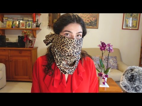 ASMR MOUTH COVERING with SCARF Masking and mumbling