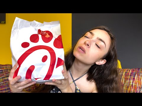 ASMR Eating Chick-Fil-A Crispy Chicken Sandwich Deluxe W/ Waffle Chips Relaxing Whispering for Sleep