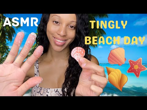 ASMR BEACH DAY 💦 🏝 RELAXING OCEAN AND TROPICAL SOUNDS WITH LOTS OF WHISPERING AND TINGLY SOUNDS 💤
