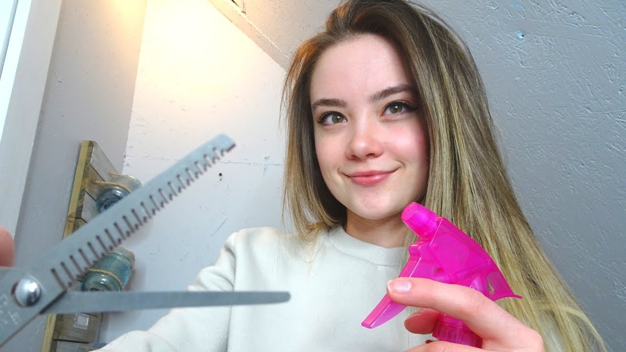 ASMR - MOST RELAXING Hair Wash & Cut! Fabric Sounds, Spray, Scissors, Role Play