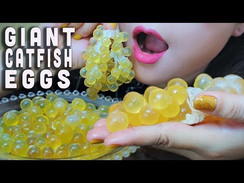 ASMR GIANT CATFISH EGGS BRAISED WITH LEMONGRASS AND CHILI PEPPER, EATING SOUNDS | LINH-ASMR