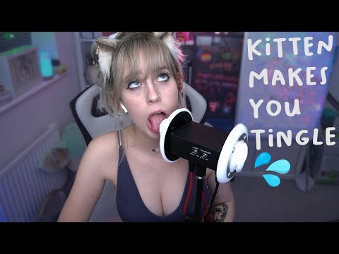 HOT ASMR: Cute catgirl with braces licking, kissing and eating your ears 😳
