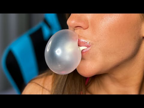 ASMR Amazing play with chewing gum, licking and spit painting