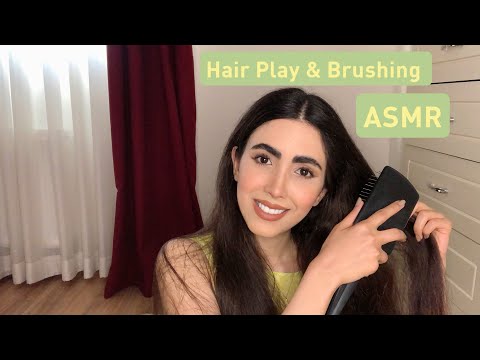 ASMR | Relaxing Hair Play & Brushing 💚 ( Brushing My Hair Over My Face )