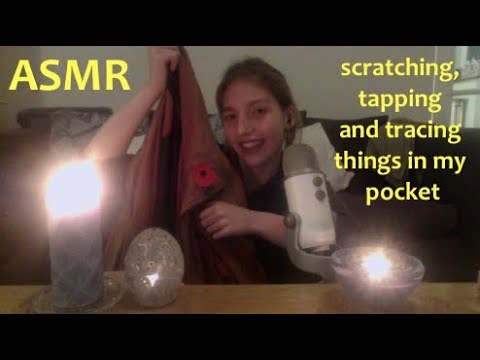 ASMR What's In My Jacket? (tracing, tapping and scratching on objects, whispered)