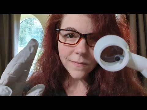 ASMR  - Medical Roleplay - Ear, Nose, Eye and Face Exam - Gloves, Face Touching, Measuring
