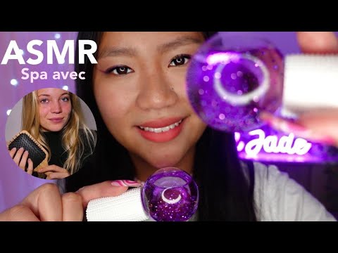 ASMR fr 😴 RP soins du visage & des cheveux avec @Ellie - ASMR 💕(layered sounds, visuels)