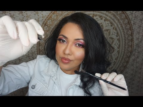 ASMR Eyebrow Plucking Roleplay Whispered and Latex Gloves
