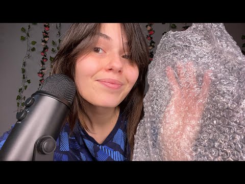 ASMR with bubble wrap💙 (whispering & soft spoken)