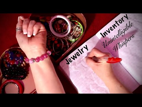 ASMR (Unintelligible Whispers) Jewelry rummage & inventory/Paper crinkles/Writing with Pen