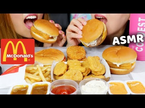 Eating McDonald's Chicken McNuggets, Burgers, and Fries (ASMR) | Kim&Liz ASMR