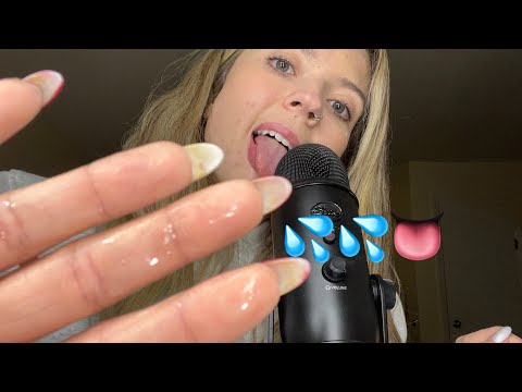 ASMR| Extra Spitty & Wet Finger & Mic Licklng Mouth Sounds- Cleaning your face off