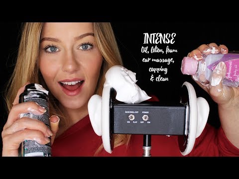 ASMR INTENSE Oil, Lotion & Foam 3dio Ear Massage, Cupping and Cleaning