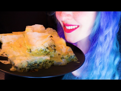 ASMR: Greek Spanakopita | Cheesy Spinach Pie ~ Relaxing Eating Sounds [No Talking | Vegan] 😻