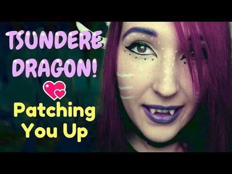 ASMR - DRAGON GIRL ~ Tsundere Dragon Patches You Up & Takes Care of You! w/ Tapping + Mouth Sounds~