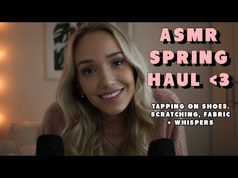 ASMR Spring Break Fashion Haul | whispers, tapping on shoes, scratching, fabric