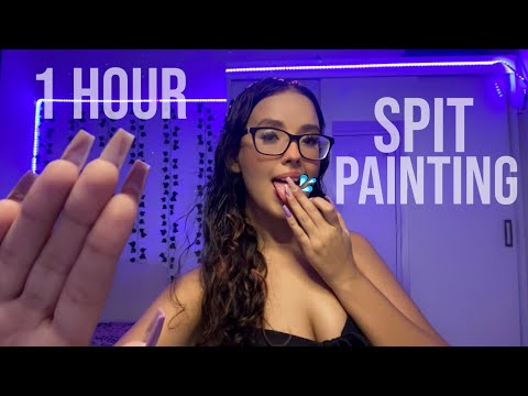 ASMR - 1H INTENSE SPIT PAINTING YOUR FACE 👄💦 | wet mouth sounds (different types)