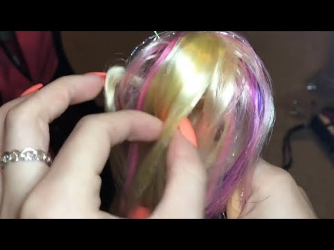 ASMR barbie dollhead gentle touching hairplay and face brushing