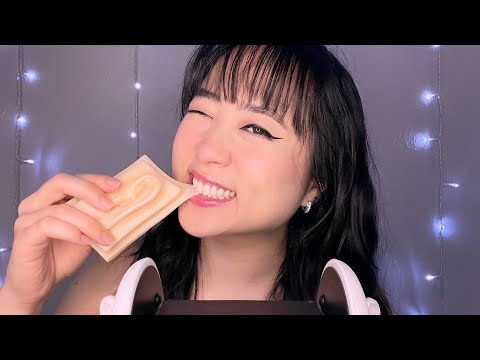 ASMR Squishy Ear Biting & Chewing with 3DIO mic (Mouth Sounds, Whispers)