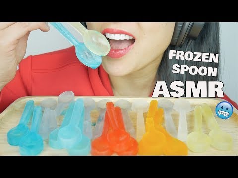 ASMR FROZEN EDIBLE SPOONS (SOFT CRUNCH EATING SOUNDS) NO TALKING | SAS-ASMR