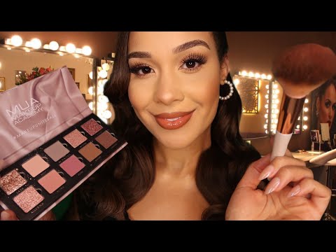 ASMR Makeup Artist Does Your Christmas Party Makeup |Cozy Role-play W/ Layered Sounds
