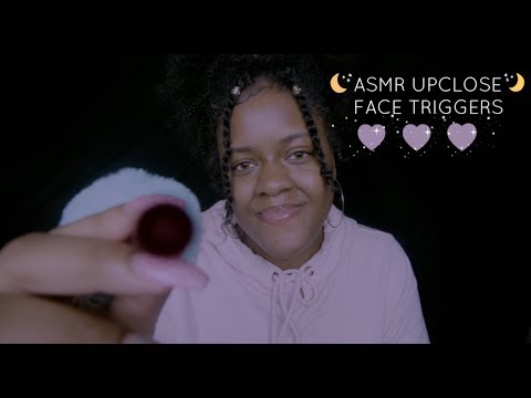 ASMR Up-Close Face Triggers: Touching, Poking.. | Tongue Clicking, Mouth Sounds ~