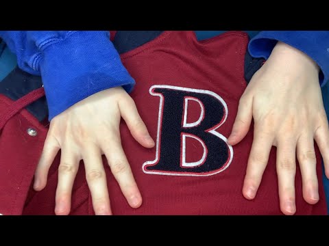 Varsity Jacket Fabric Scratching, Rubbing, and Grasping ASMR w/ Button Snapping Sounds