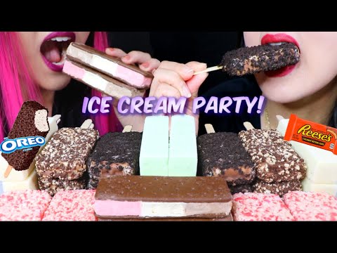 ASMR SOFT ICE CREAM PARTY + ASTRONAUT ICE CREAM 아이스크림 리얼사운드 먹방 アイスクリーム 冰淇淋 Kem cây | Kim&Liz ASMR