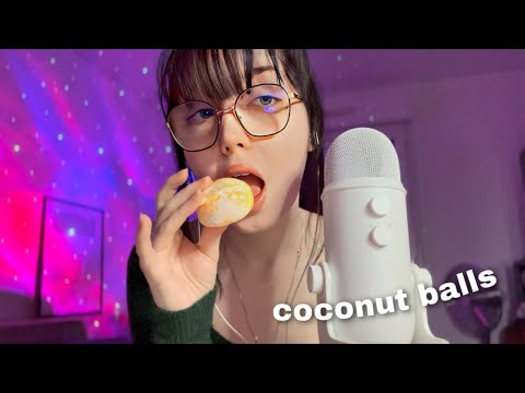 ASMR eating coconut balls🤍