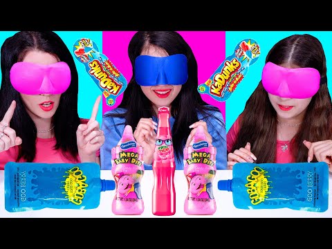 ASMR Candy Race Pink and Blue with Closed Eyes | Eating Sounds LiLiBu
