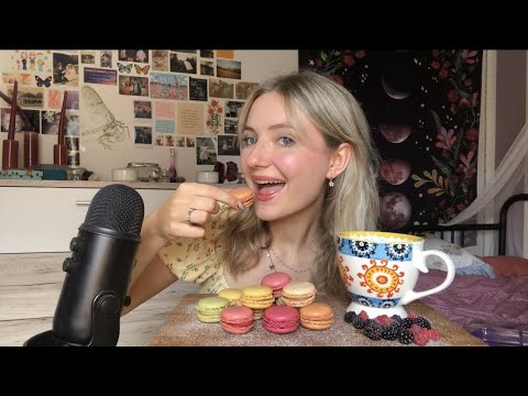 ASMR| eating macarons| whispering