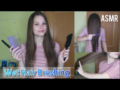 ASMR Wet Hair Brushing and Combing❤️(brushing long hair over face included)