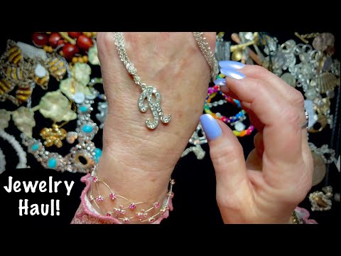 ASMR Vintage jewelry shopping haul (No talking) Showing pieces one at a time. Jingling jewelry.