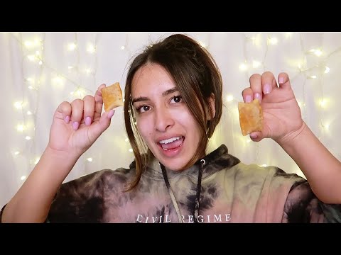ASMR Eating Pizza Rolls & Rambles (Chewing & Soft Whispers)