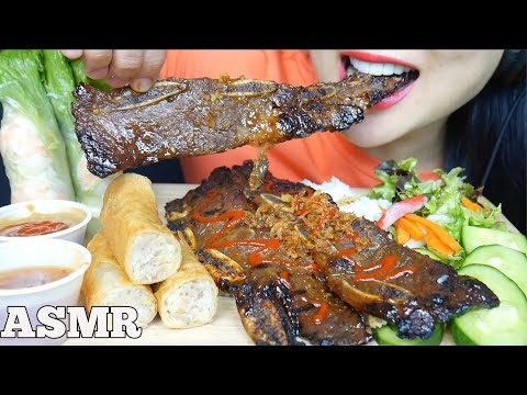 ASMR BBQ SHORT RIBS + SALAD ROLL + FRIED ROLL *VIETNAMESE FOOD (EATING SOUNDS)
