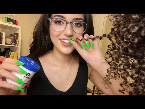 you have curly hair. can i play with it? (asmr)