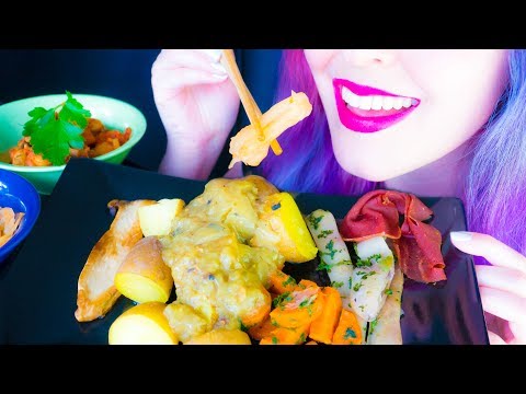 ASMR: Roasted Veggies with Ham, Kimchi & Gigantes ~ Relaxing Eating Sounds [No Talking | Vegan] 😻