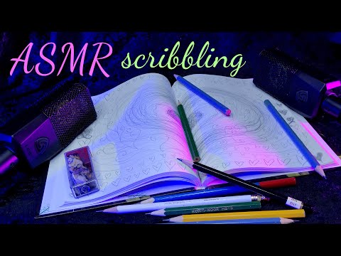 ASMR scribbling with pencil, sharpening pencils, paper sounds