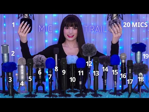 ASMR MIC TRAIL with 20 MICS 🎤  + Trigger Trail with Mic Scratching , Massage & More 💙 No Talking 4K